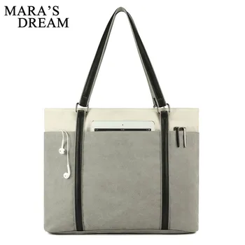 

Mara's Dream 2019 New Fashion Women's Bag Stitching Casual Canvas Handbag Contrast Color Canvas Bag Female Shoulder Bag