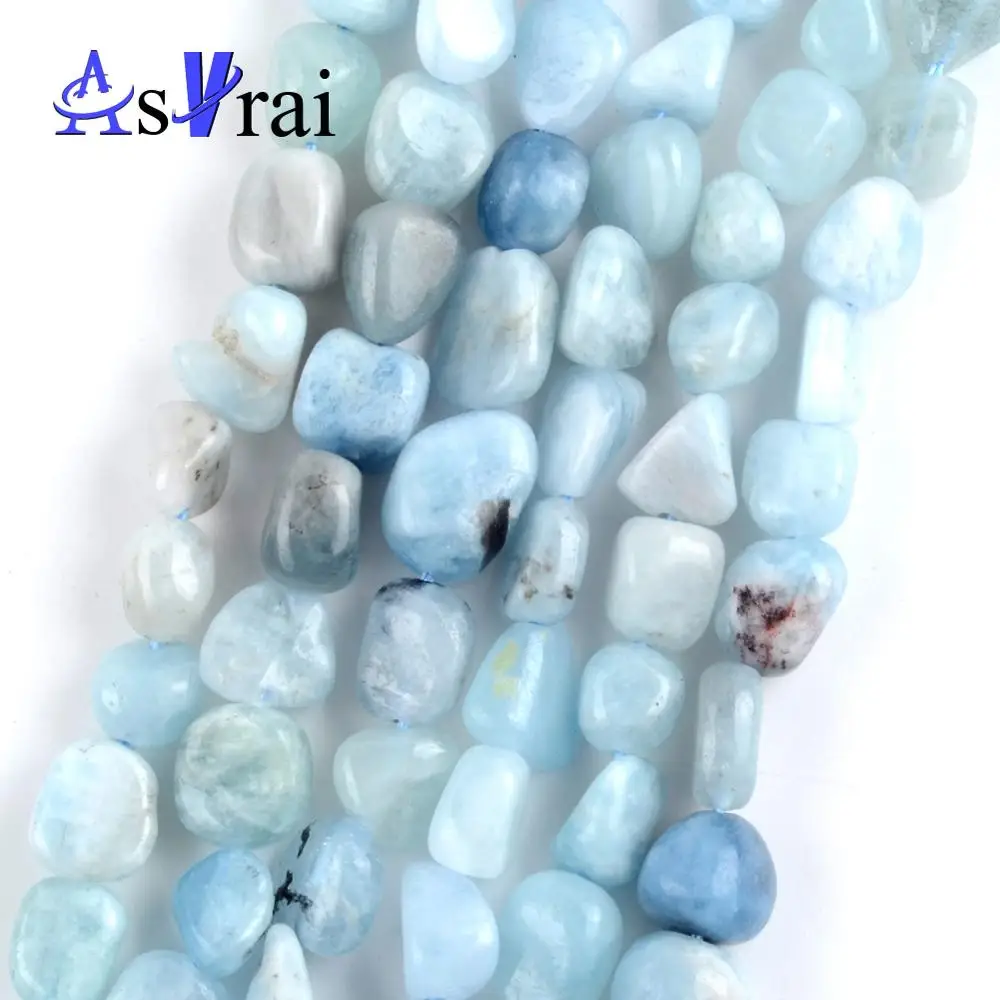 

Natural Irregular Aquamarines Stone Beads For Jewelry Making 8mm-10mm Spacer Loose Beads Diy Bracelets Jewellery Strand 15inches