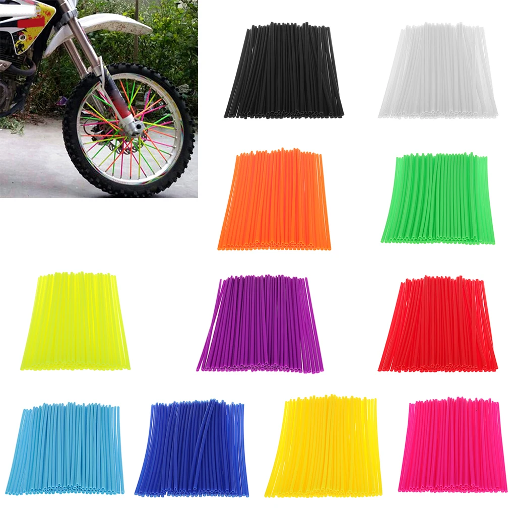 72Pcs Black + 72Pcs Green Wheel Rim Spoke Skins Covers Wrap Protector Kit for Motocross Dirt Bike