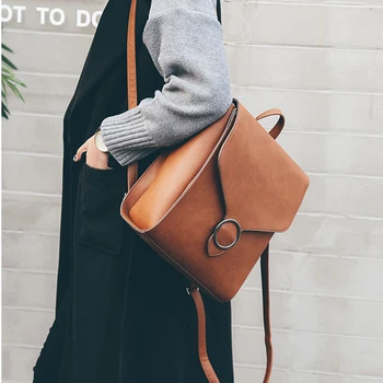 

Vintage Leather Women Backpack New Multifunction Design Tote Backpack Women Shoulder School Bags Teenage Girls Mochila Feminina