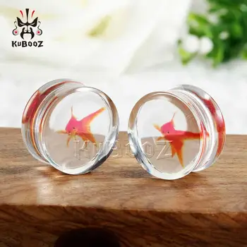 

Goldfish Logo Simple Earring Tunnels Transparent Acylic Ear Piercing PLugs Fashion Style Jewellery Body Gift With High Quality