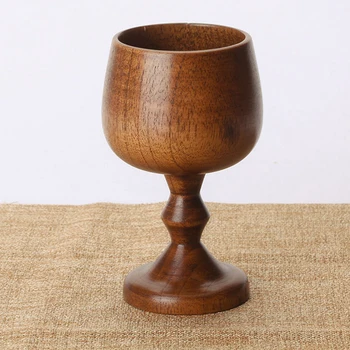 

Wood Wooden Goblet Red Wine Cup Handmade Tea Cup Wedding Party Favor 13cm