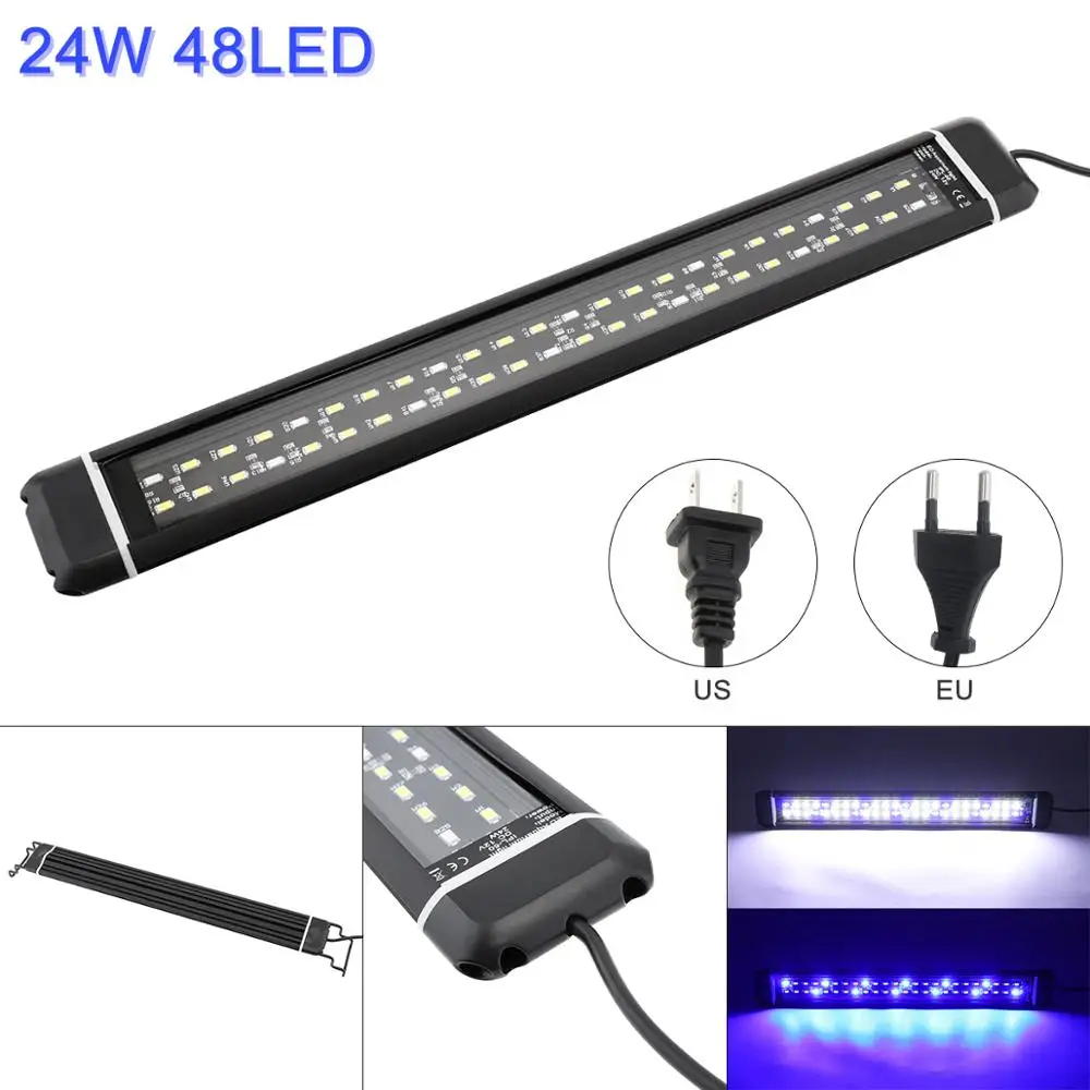 

24W 48 LED Aquarium Light with Extendable Brackets Fish Tank Light 2 Light Modes Water Fishbowl Lights for Fish tank 43x5.7CM
