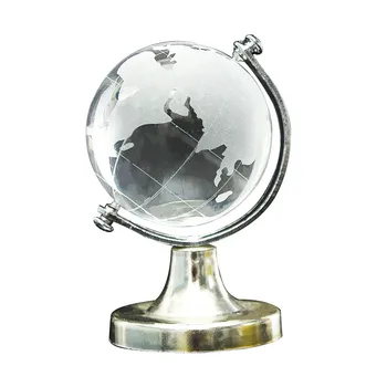 

Crystal Glass Frosted World Globe Stand Paperweight Home Desk Wedding Decorate
