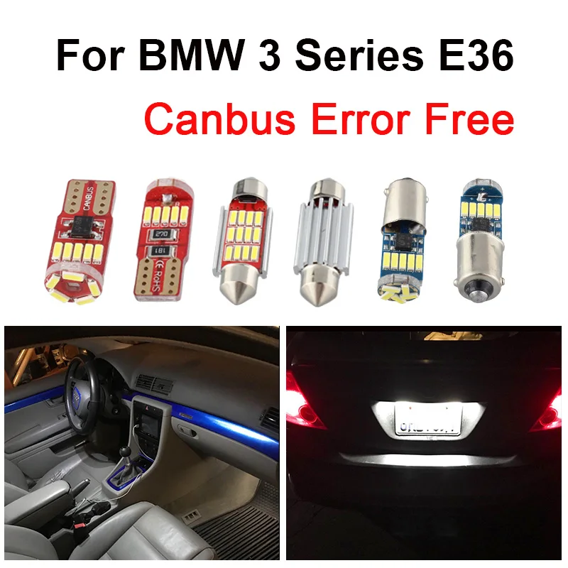 17Pcs Bianco Canbus Led Interni Luce Targa Lampadine Kit Per 1990-1999 Bmw Serie 3 E36 Berlina Coupe M3 325I 328I Nessun Errore