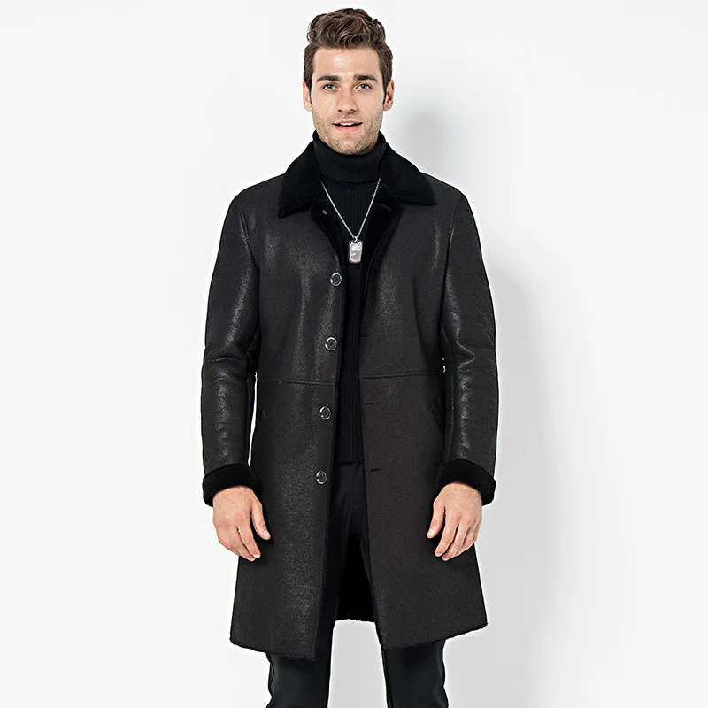 

Genuine Leather Jacket Winter Jacket Men Real Sheepskin Coat for Men Natural Lamb Fur Warm Jackets Jaqueta Couro 87067 YY475