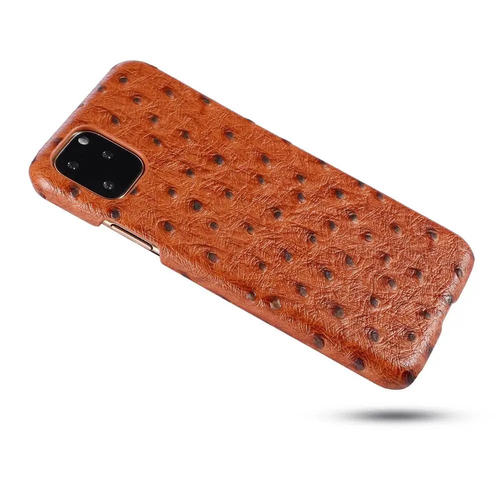 Для iPhone 11 чехол из натуральной кожи для iPhone XS XR страусиная кожа кожаный чехол для телефона Тонкий деловой умный чехол для iPhone 11 Pro
