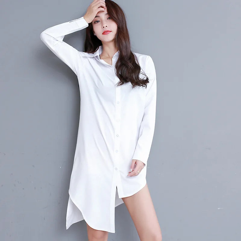 

5XL Plus Size Women Blouses 2019 Autumn Blouse Long Sleeve Plaid White Shirt Fashion Ladies Irregular Long Casual Tops Big Size