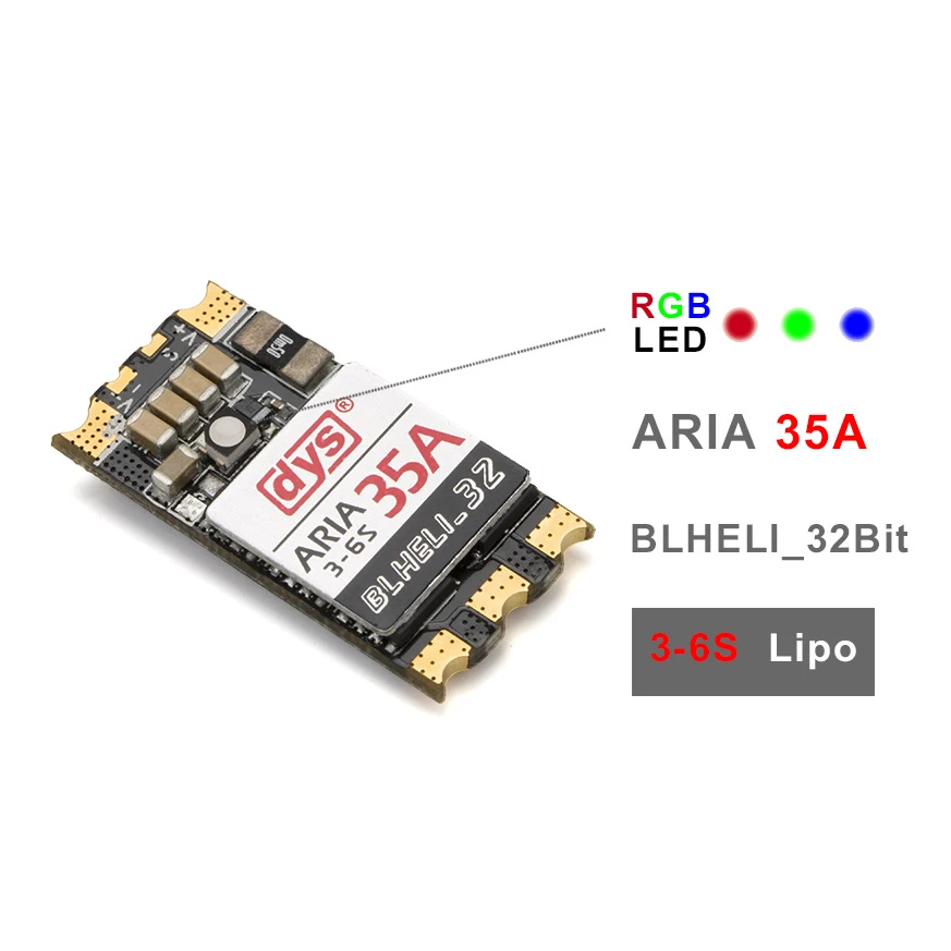 

DYS Brushless ESC Aria BLHeli_32bit 35A 35amp 3S-6S Dshot1200 Ready Built-in Current Meter Sensor For RC Models Quadcopter Part