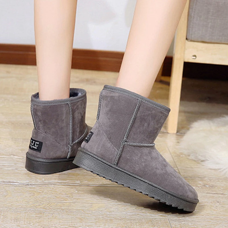 Snow Boots Fashion Flat Platform Ankle Boots For Womens Slip On Shoes Women Bota Feminina Plus Size 36-44 Warm Winter Shoes