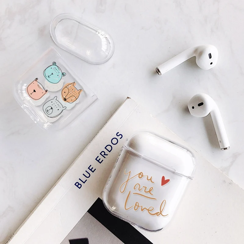 Чехол для Airpods, чехол с милым КАКТУСОМ и милым сердцем, прозрачный жесткий чехол на Airpod, защитный чехол для Air Pods, 1, 2, чехол
