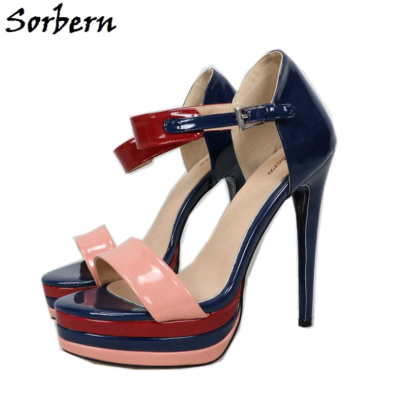 Sorbern-Sandalias de plataforma azul marino para mujer, zapatos de tacón  con foto Real, Sexy, con correa en el tobillo, para verano, 2019 -  AliExpress Calzado
