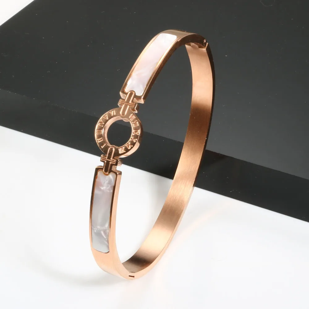White Shell Roman Numeral Bangles & Bracelets Gold Color Women Bangle For Fashion Bracelet Jewelry bangle bracelet