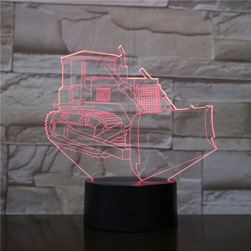 Новая 3D Динамическая машинка-Трактор Автомобиль 7 цветов Изменение USB настольная лампа Дистанционное Сенсорное основание Дети День рождения игрушка автомобиль подарок