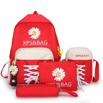 

4PCS backpack bookbag canvas school bags backpacks set girls pen bag travel backpack laptop backpack crossbody bag