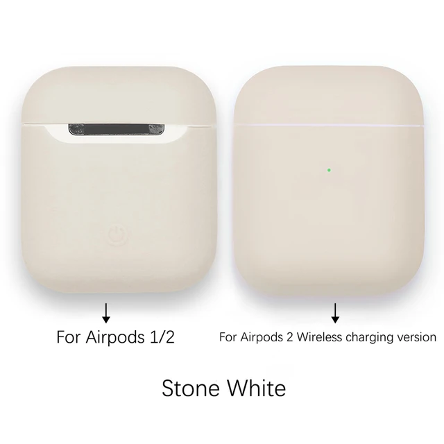 Soft Silicone Cases For Apple Airpods 1/2 Protective Bluetooth Wireless Earphone Cover For Air Pods Luxury Charging Box Bags Stone White