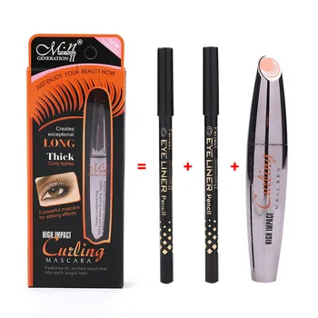 

3PCS/Set Professional Makeup Kit 3D Mascara Waterproof With Black Brown Eye liners Thick Lengthening Eye Lashes Cosmetics TSLM1