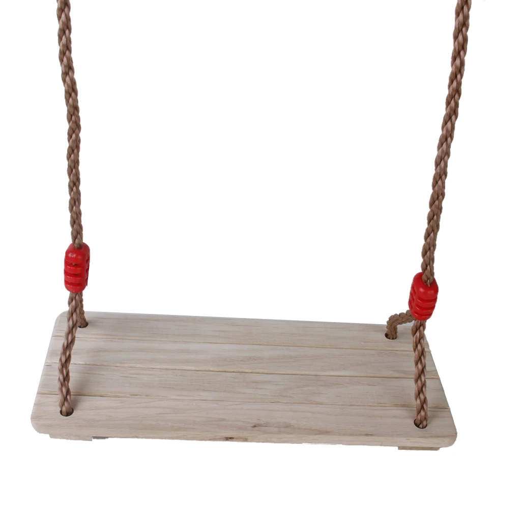 Wooden Swing Seat with Adjustable Rope, Replacement Accessories, Swing Playset for Kids Child Adult Indoor Outdoor Play