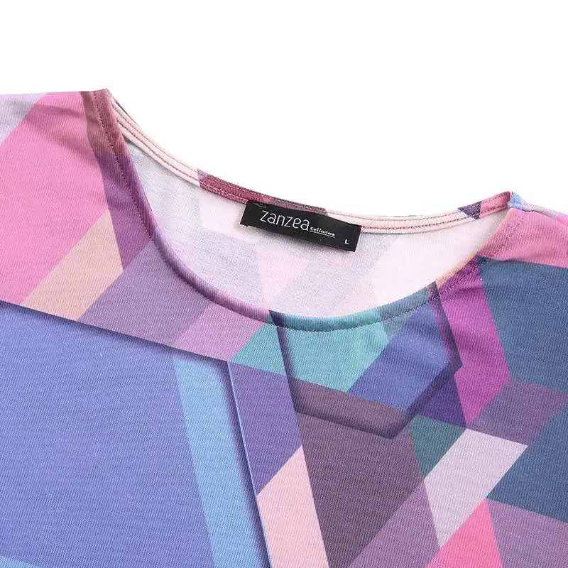 Blusas Top, ZANZEA, весенние повседневные рубашки для женщин, длинный рукав, геометрический рисунок, туника, топы, Ретро стиль, с принтом, свободная блузка, Женская сорочка