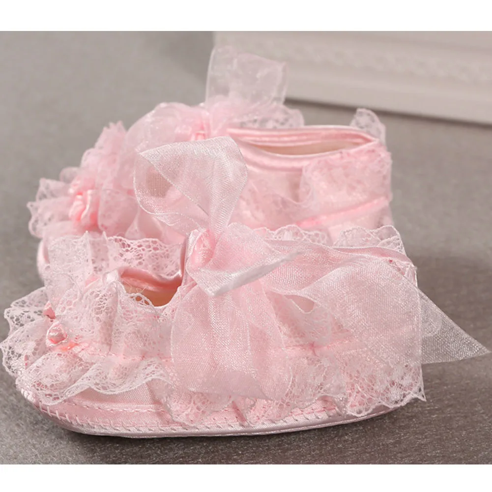 Детская нескользящая обувь принцессы с кружевными цветами для новорожденных девочек, США