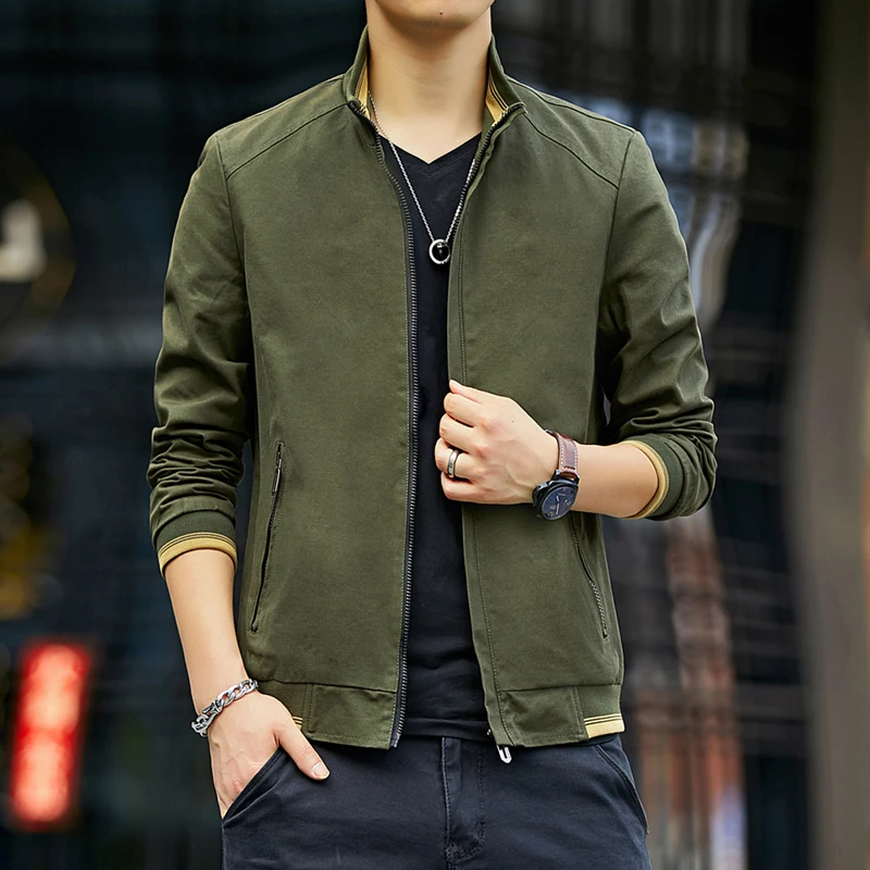 Hot Product 2019 Hot Men Oversize Solid Color Classic Bomber Jackets Men Spring Autumn Outerwear Mens Windbreaker Jackets Plus size 4XL Coat