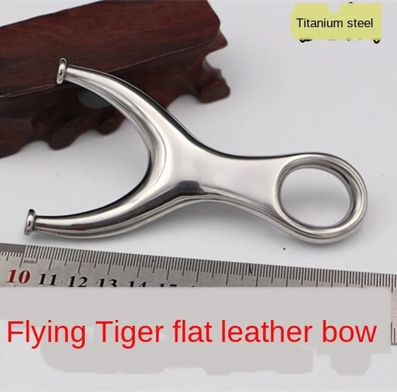 

Flying Tiger Fork Titanium Steel Flat Leather Slingshot Flat Leather Stainless Steel Catapult Compound Bow Crossbow