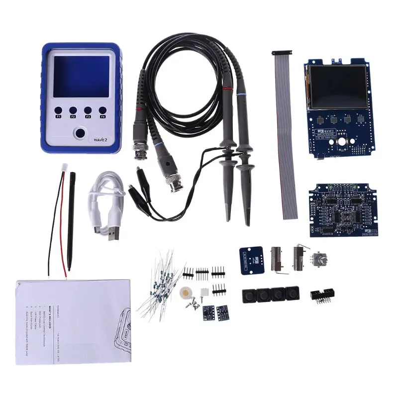 

2 Channel Touch screen Oscilloscope DDS function Generator X-Y display WAVE2 DIY Kits 200KHz Portable Oscilloscope Kit
