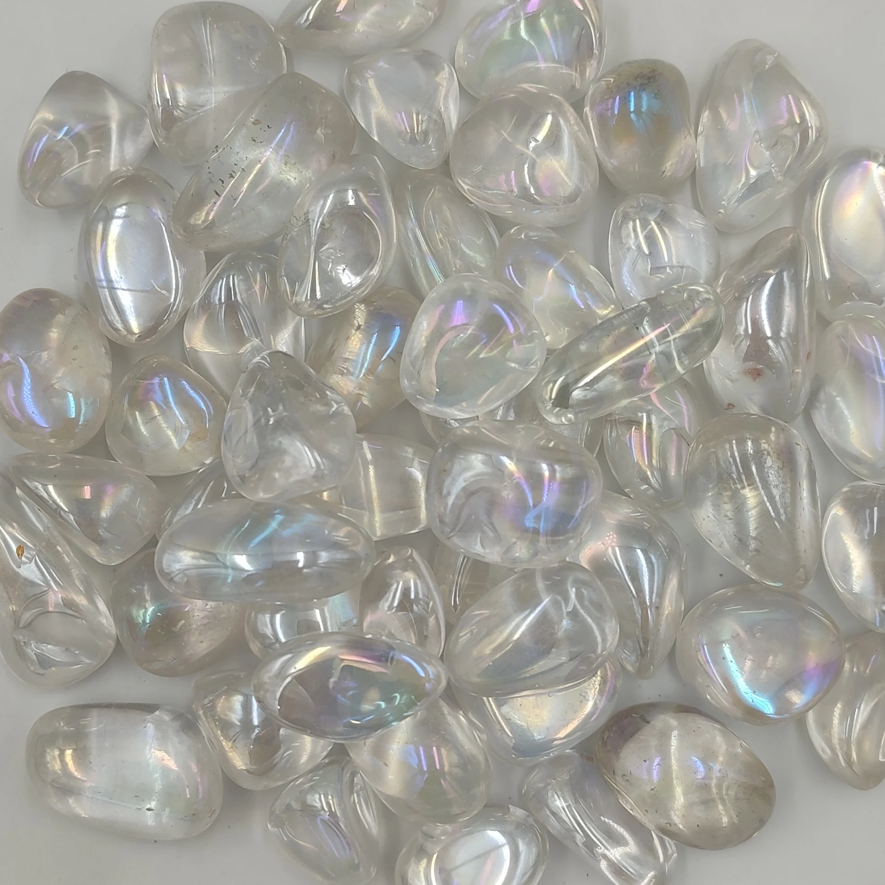3pcs/Lot Rainbow AB Titanium Aura Clear Quartz Natural Crystal Tumbled Stone Reiki Healing Polished Rock Home Room Decoration