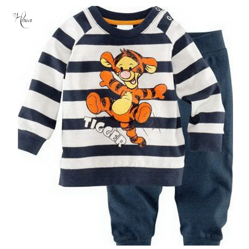 

Spring Children Pajama Tops Suit Clothes B Child Boy Girl Cartoon Tigger Stripe Leisurewear Sets Kid Cartoon Household Homewear
