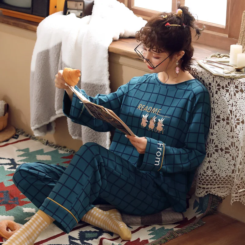 

2808 # Autumn Pajamas WOMEN'S Suit Tracksuit Pure Cotton M -Xxl