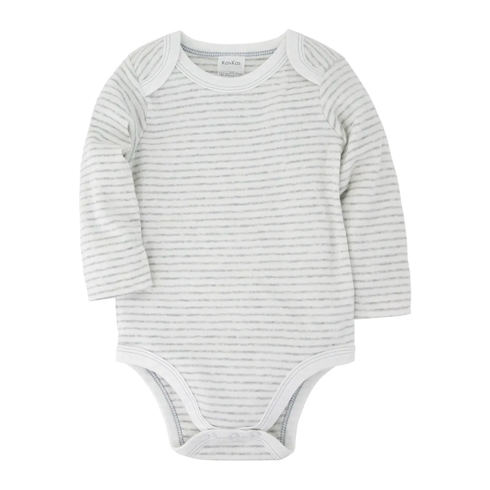 

Honeyzone Newborn Baby Bodysuit Brand High Quality 100%Cotton Light Grey Striped Babies Bebes Clothes With Long Sleeve 0-12 M