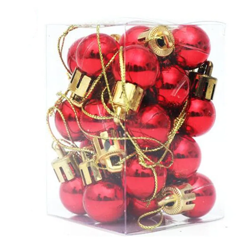 24 шт. 2 см рождественские шары ручной работы Снежинка Merry Christmas Tree подвесные украшения Рождественские шары для украшения вечерние DIY - Цвет: Red