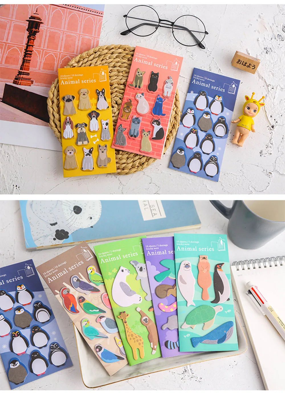 Kawaii Animal Dog Penguin Memo Pad N Times Sticky Notes Memo Notepad Cute Planner Stickers Bookmark Bullet Journal Stationery