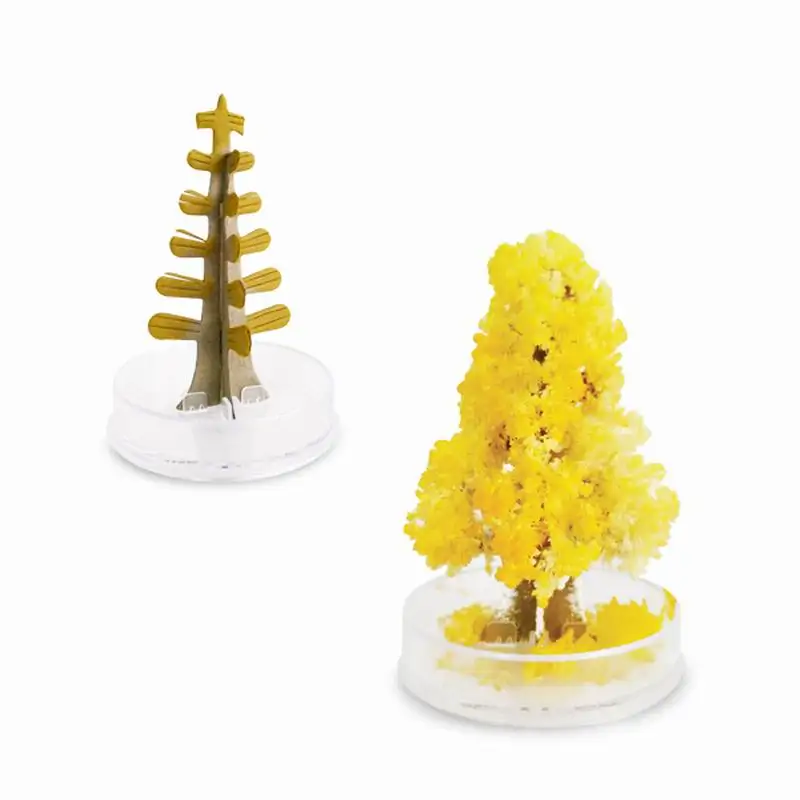 

2020 9x6cm Mini Yellow Magic Growing Paper Trees Toy Magical Grow Christmas Tree Hot Funny Educative Baby Science Toys Novelty