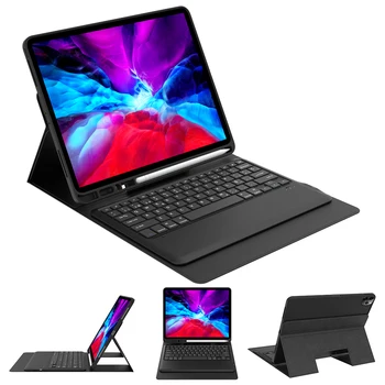 

Keyboard Case For iPad Pro 12.9 Inch 2020 Bluetooth Keyboard with Auto Wake Sleep Function PU Leather Tablet Shockproof Case