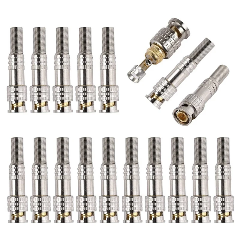 20 Pcs Bnc Male Twiston Coax Coaxial Connector Terminal Goldplated