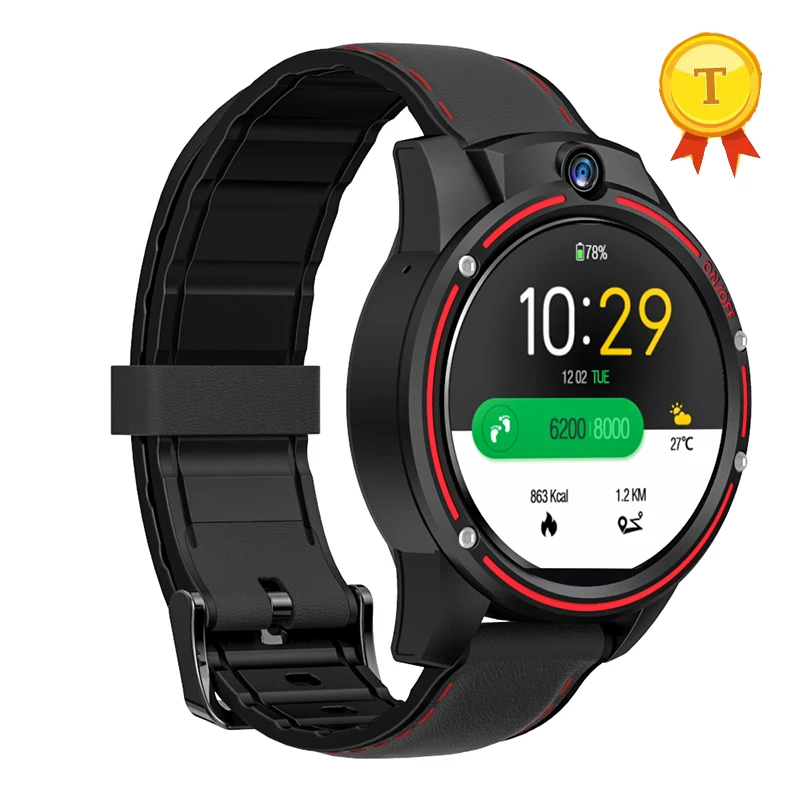 black red 3 ГБ 32 ГБ Android Смарт-часы телефон Bluetooth gps спортивные Смарт-часы для мужчин 5.0MP двойная HD камера для IOS Android - Цвет: black red