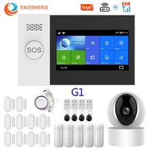 Système d'alarme de sécurité domestique sans fil, wi fi, GSM, SMS, Tuya Smart Life, contrôle avec caméra IP, compatible avec Alexa et Google, PG 107