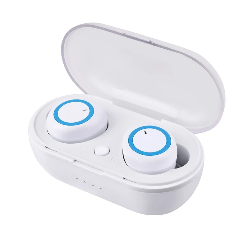 TWS мини беспроводные наушники Bluetooth наушники с сенсорным управлением стерео гарнитура с микрофоном - Цвет: White Blue