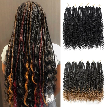 

Cheris hair Messy Goddess Bohemian Box braids Un-ruly Synthetic Crochet Braid 22inch Boho Braided Hair Extensions