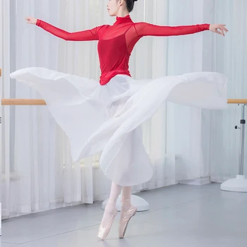 

2020 Ballet Skirt Women Chiffon Long Dance Skirt Dresses for Women Ballet Tutu Contemporary Skirt Ballet Wear Professional Tutu