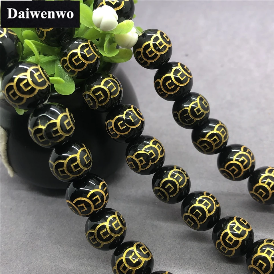 

Золотые медные монеты черный агат оникс бусины натуральный Свободный Камень 8-14 мм Diy ювелирные изделия