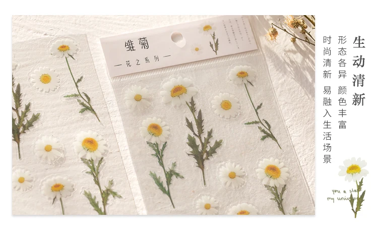 Vintage Stickers Leaves Eucalyptus Bullet Journal Vintage Translucent PET Plants Flower Pattern DIY Stickers Scrapbooking