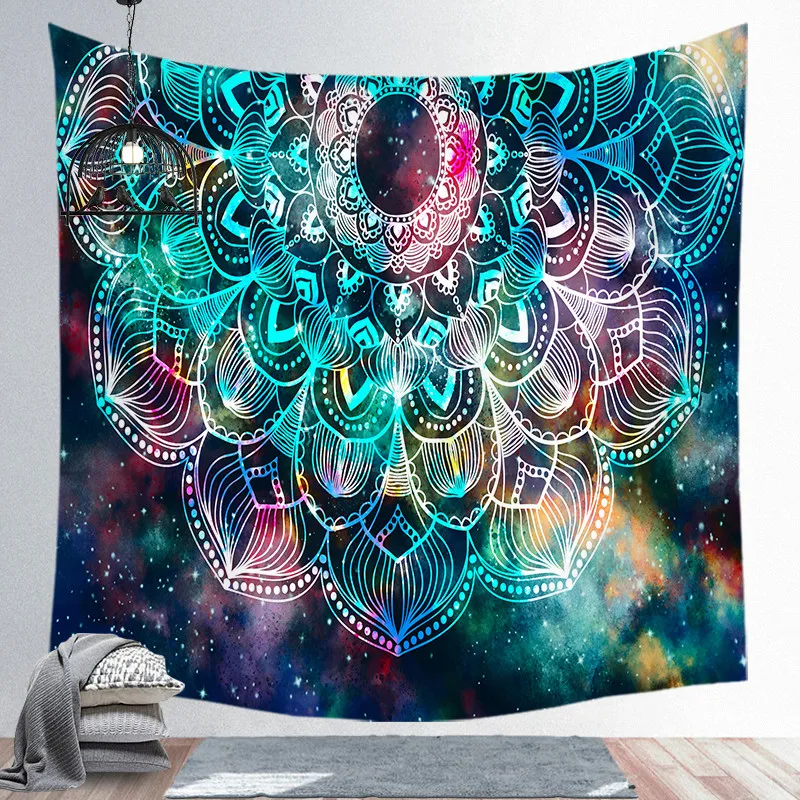 Большой гобелен мандалы Настенный декор в стиле бохо Trippy полиэстер японский