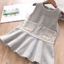 Рождественское платье для девочек, зимние детские платья принцессы в клетку без рукавов для девочек, одежда для малышей, Детские вечерние праздничные платья