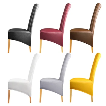 

XLsize PU Leather pure color chair cover waterproof oil-proof Dining seat Chair Covers Hotel Banquet Seat Covers Chair Protector