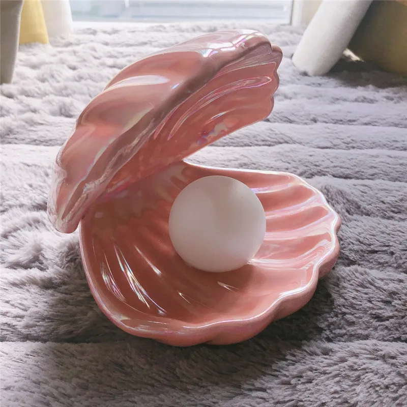 Pink Ceramic Ins японский стиль жемчужный ночной Светильник цветной градиент Bluetooth аудио лампа Беспроводная Маленькая Музыкальная прикроватная лампа - Испускаемый цвет: Pink Ceramic