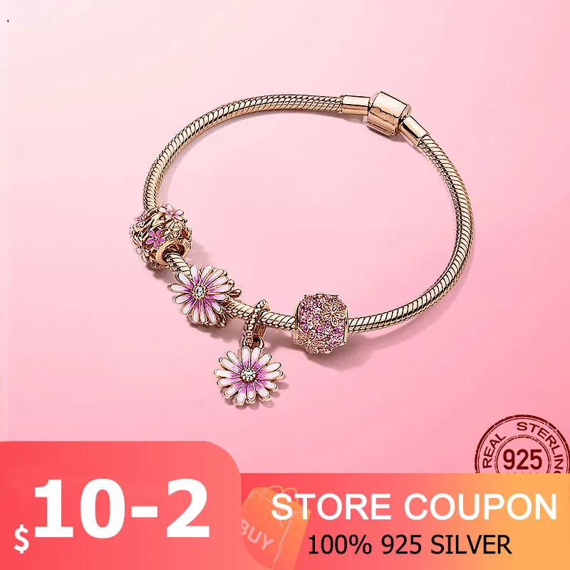 

100% SILVER 925 sterling silver CODEDOG Blossoming Daisy Flower charms beads fit original CODEDOG Bracelet fine jewelry