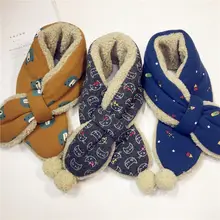 Детский зимний флисовый плотный шарф из овечьей шерсти для мальчиков и девочек, детский шейный платок с крестиками