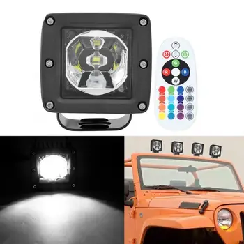 

Remote Control LED Square Work Light Lamp 10-30V 6000k 15W Shockproof Waterproof IP67 Car Accessories